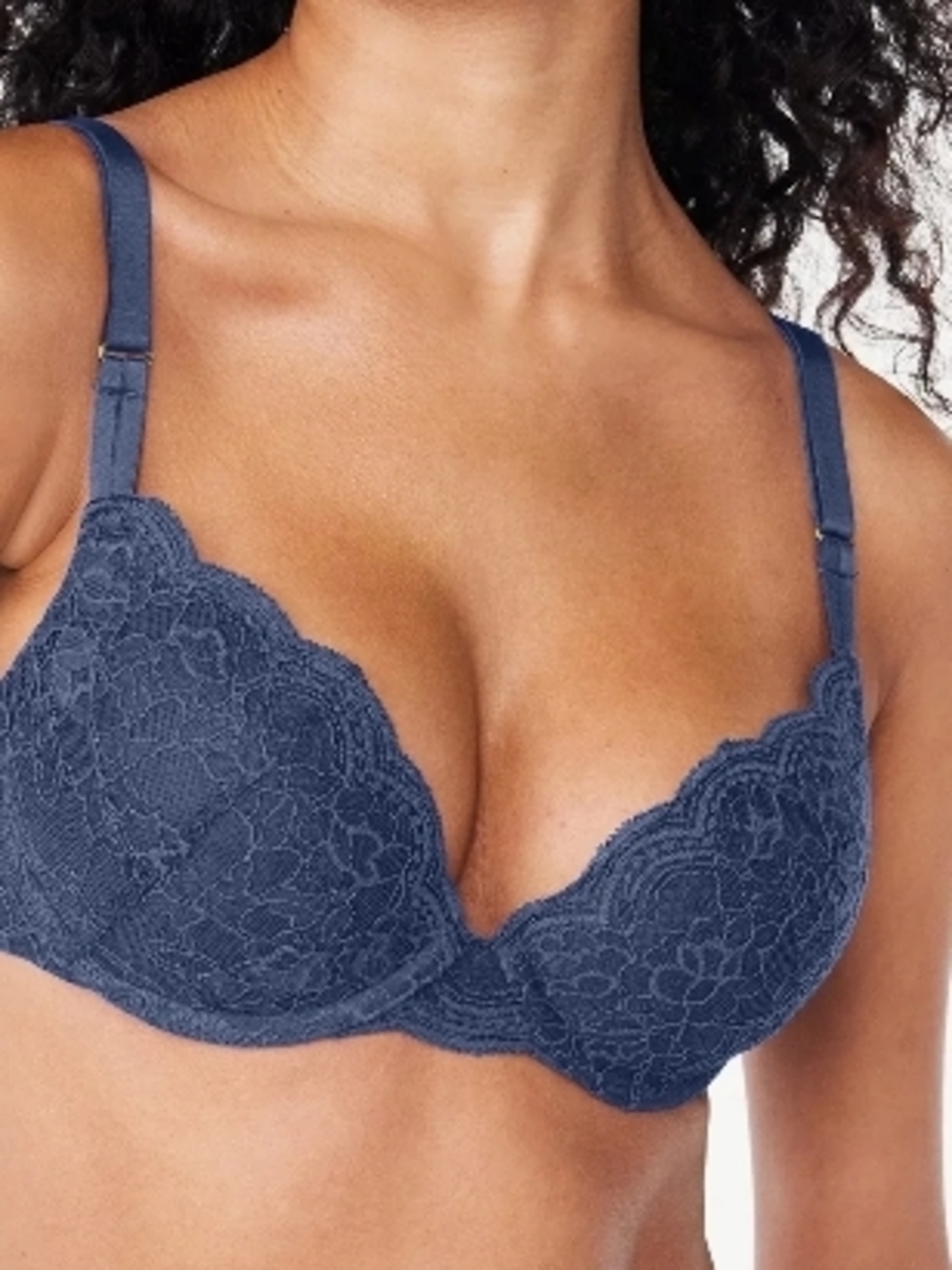 No Boundaries Lace Push-Up Bra in Blue 34B Padded